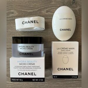 NWOT Chanel Hydra Beauty Micro Cream, Le Crème Main Hand Cream and Chanel Ribbon